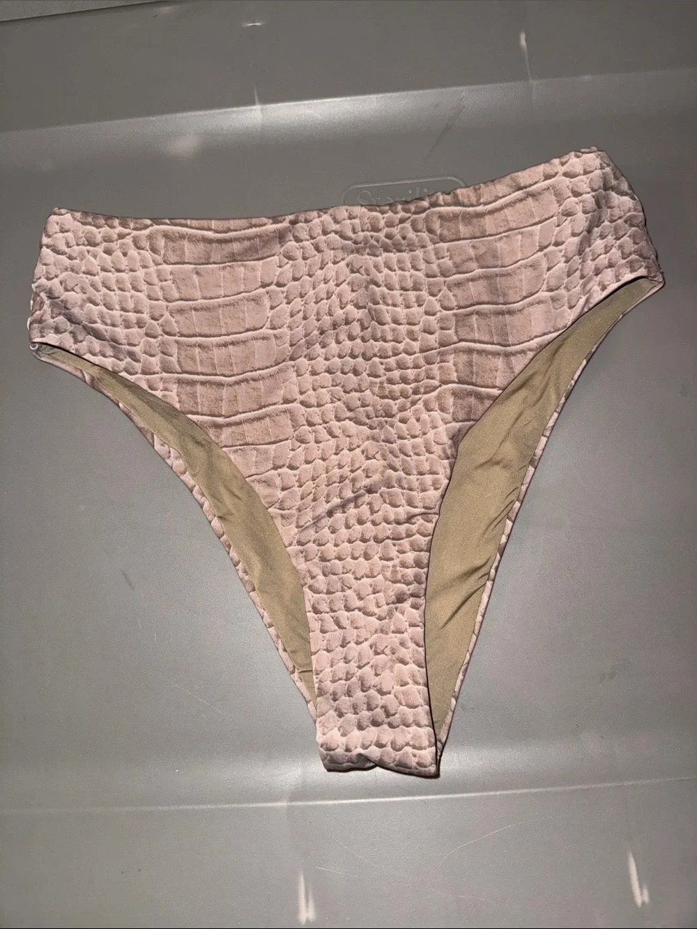 Skims Signature Swim Mid Waist Bottoms Dune Crocodile Print Small